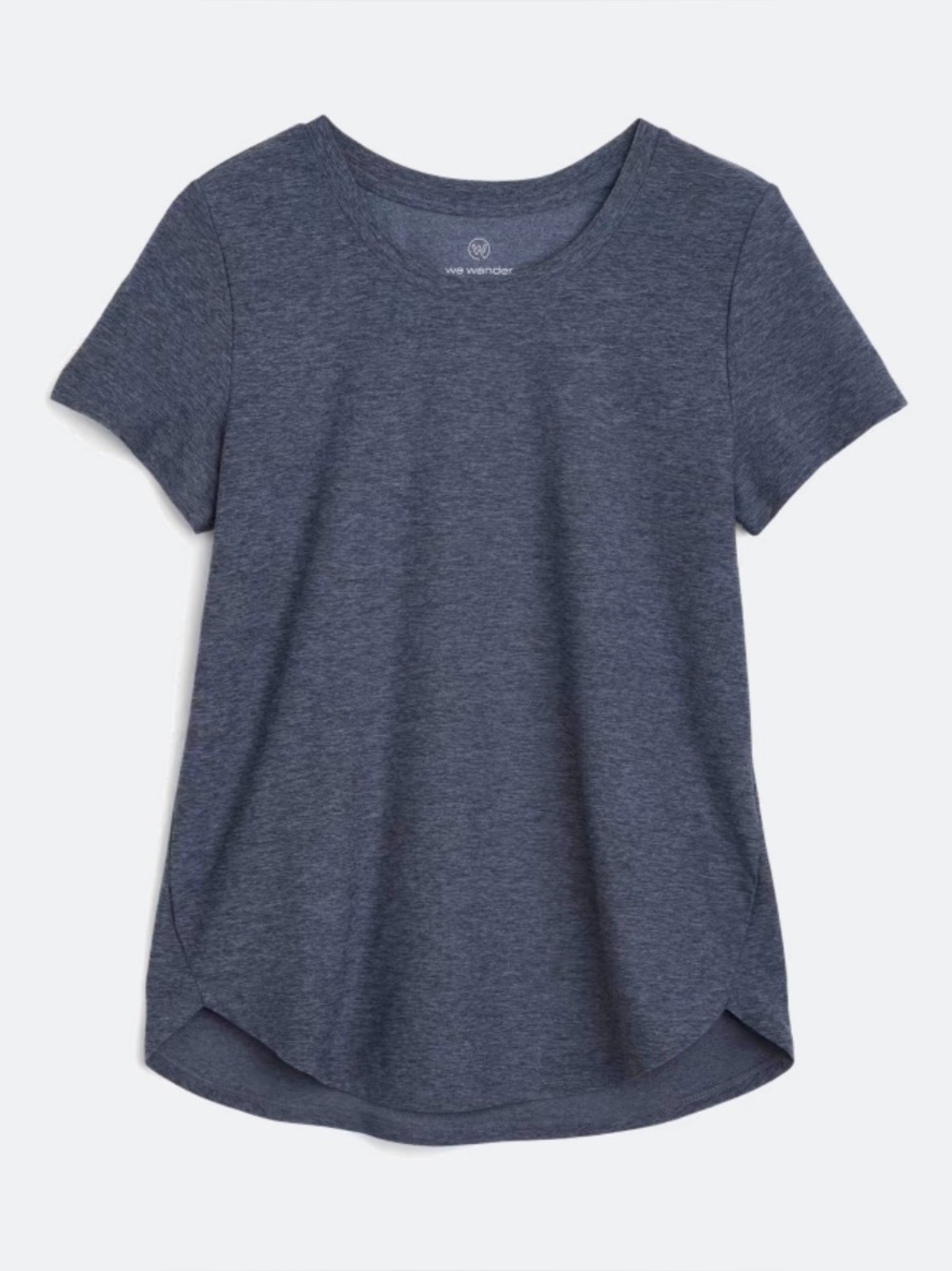 We Wander We Flex Tazia Tulip Hem Short Sleeve Performance Tee - Heather Navy